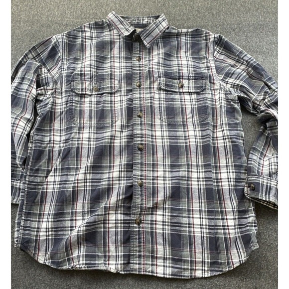 Schmidt Workwear Shirt Mens X-Large Blue Green White‎ Plaid Flannel Button Front - Picture 1 of 10